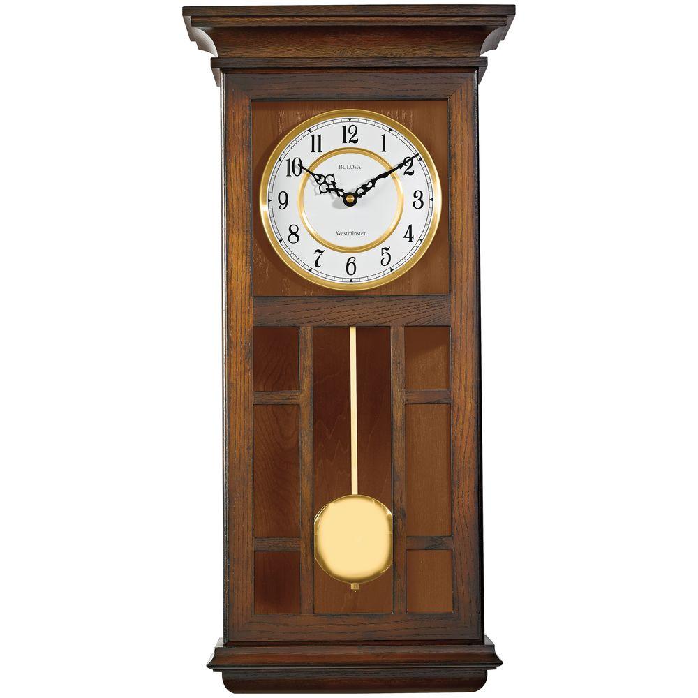 Bulova 24 in. H x 11.5 in. W Pendulum Chime Wall ClockC4337 The Home