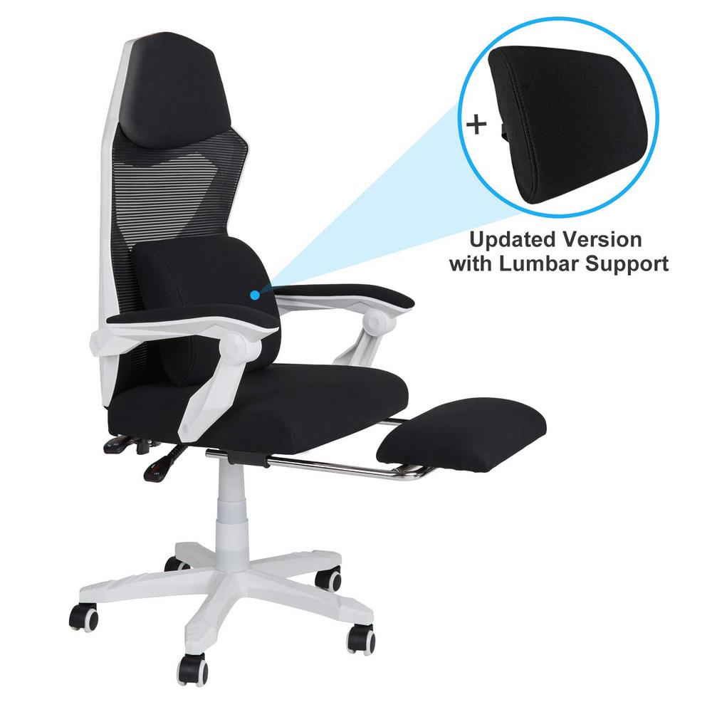 Boyel Living White Mesh High Back Adjustable Recliner Ergonomic Executive Office Chair With Footrest And Lumbar Support Hf Wf Of002 Wt The Home Depot