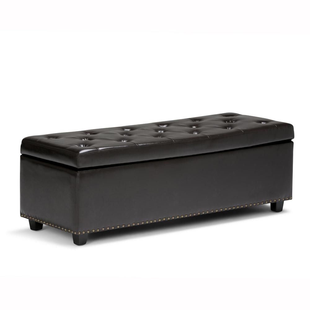 Simpli Home Hamilton Coffee Brown Large Storage Ottoman Bench3AXCOT