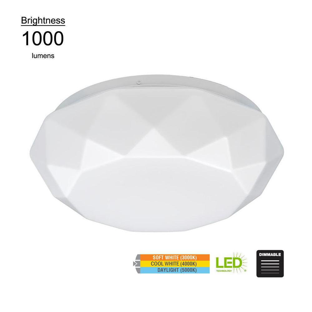 12 in. Diamond 60-Watt Equivalent Integrated LED White Flushmount