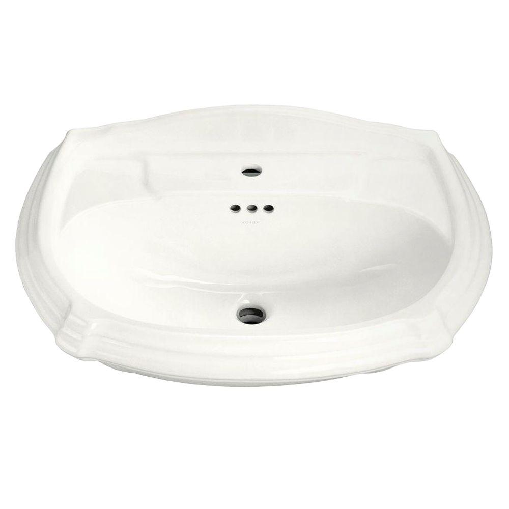 Kohler Portrait 7 1 4 In Vitreous China Pedestal Sink Basin White With Overflow Drain Kohler Portrait 7 1 4 In Vitreous China Pedestal Sink Basin White With Overflow Drain