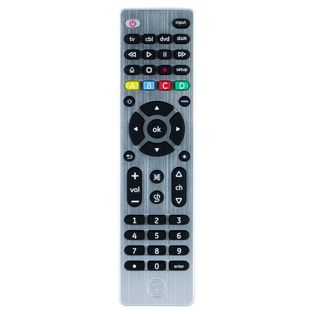 GE 4-Device UltraPro Universal Remote, Brushed Silver-33709 - The Home