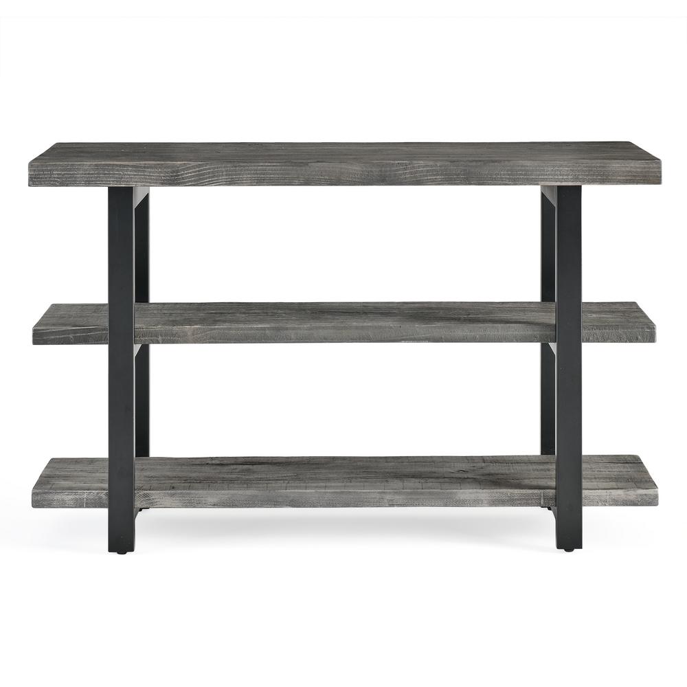 Alaterre Furniture Pomona 48 In Slate Gray Black Standard Rectangle Wood Console Table With Storage Amba10sg The Home Depot