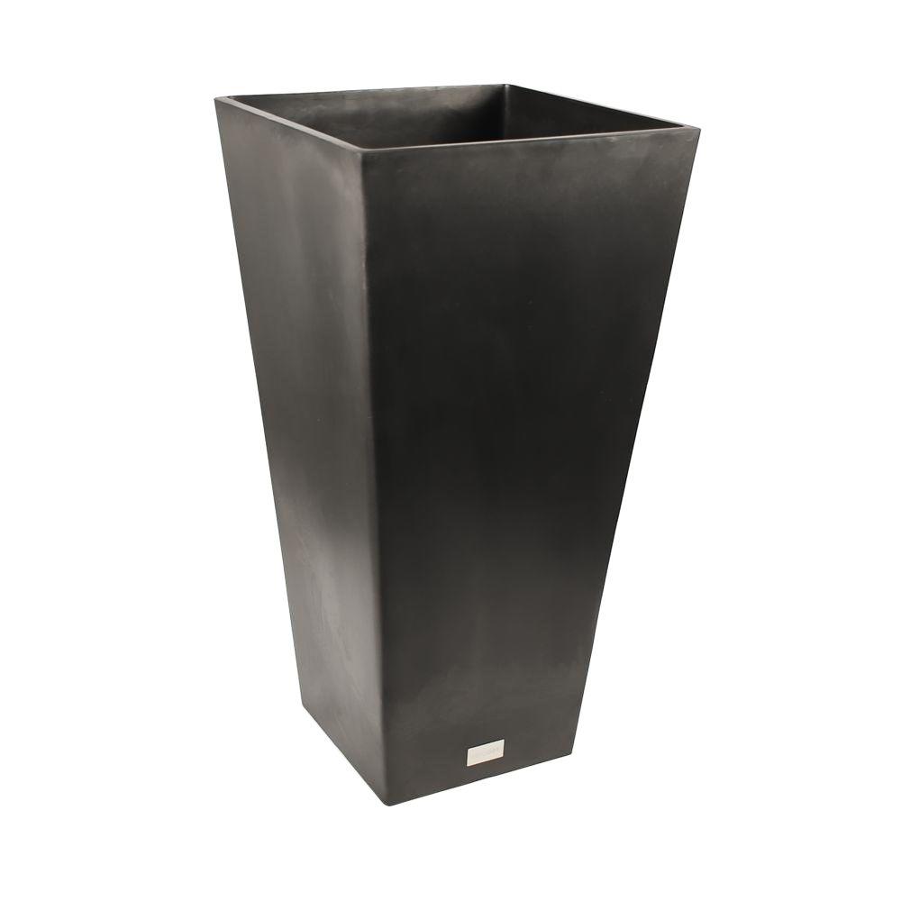 Veradek Midland 16 in. Dia Square Black Tall Plastic Planter - come see my Farmhouse French Inspired Courtyard, Inexpensive Bistro Dining Sets & Garden Finds.