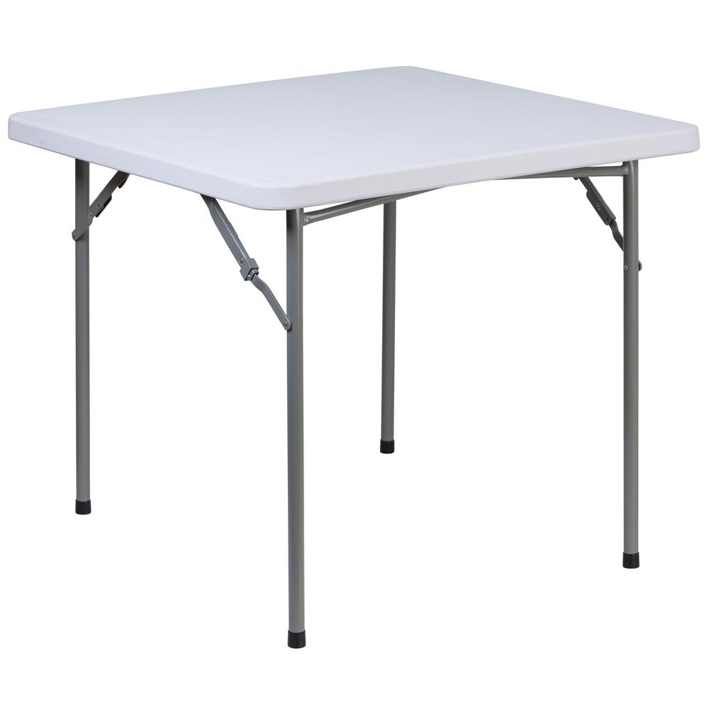 33 75 In Granite White Plastic Tabletop Metal Frame Folding Table