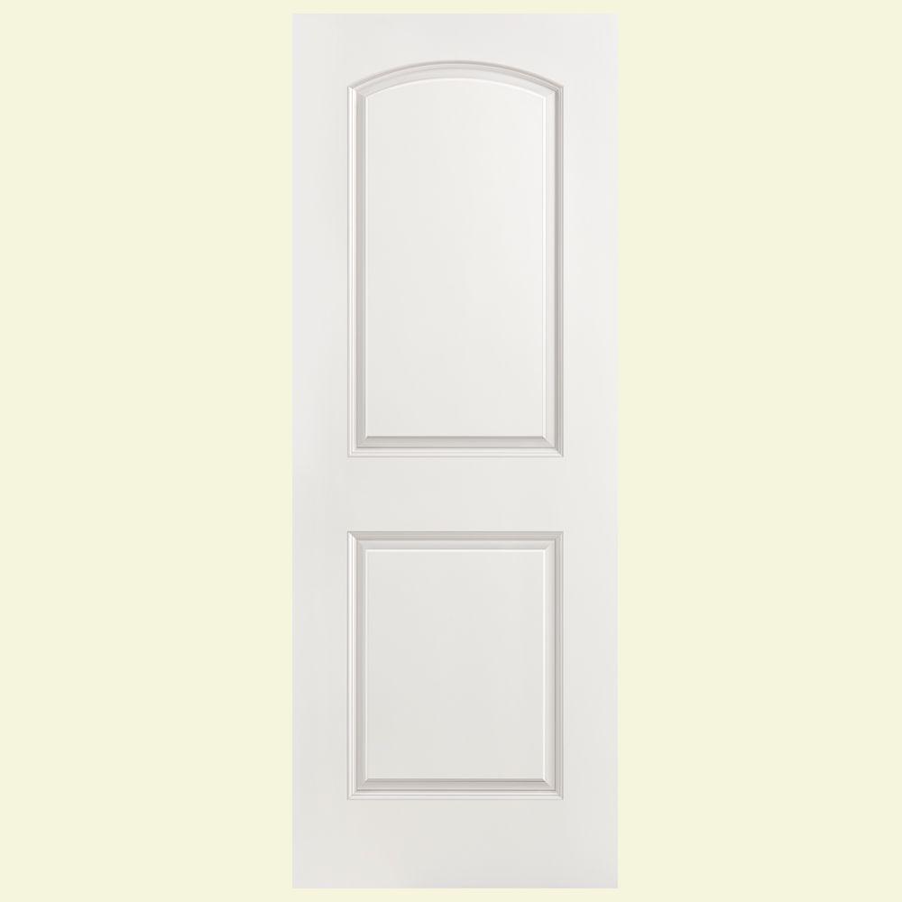 Masonite 32 In X 80 Winslow Primed 3 Panel Solid Core Composite 30 In X 80 Solidoor Roman Smooth 2 Panel Round Top
