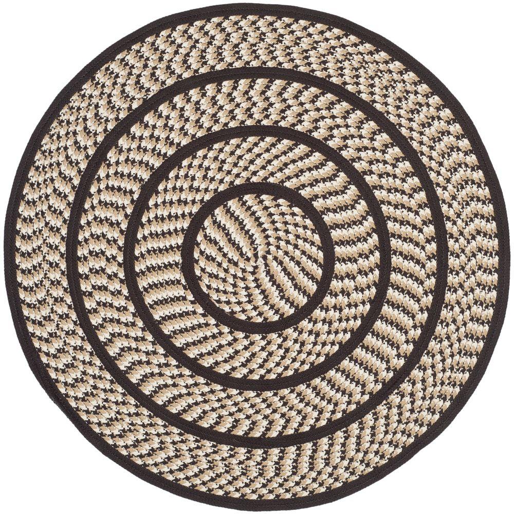 Safavieh Braided Ivory/Dark Brown 4 ft. x 4 ft. Round Area RugBRD401E