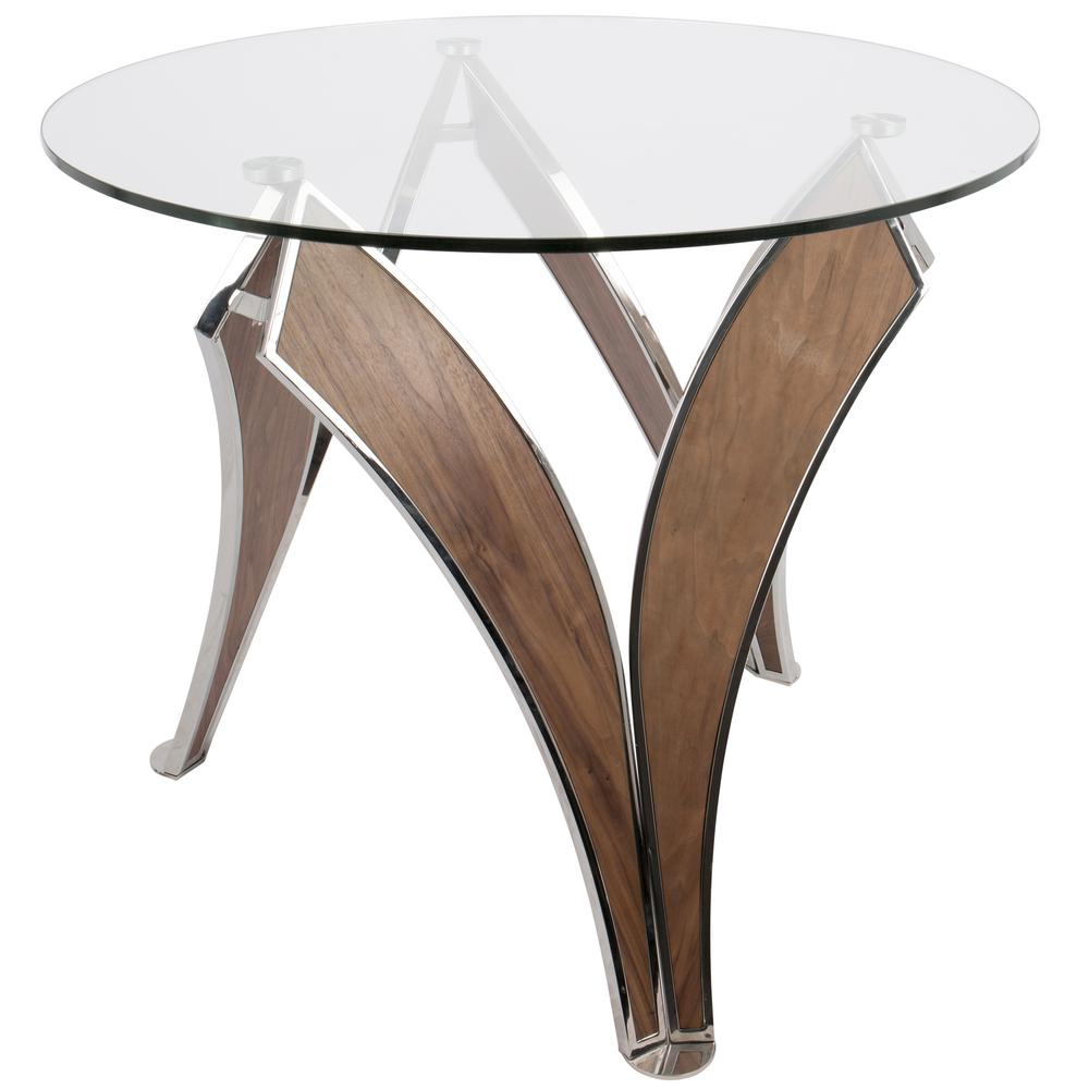 Lumisource Prestige Contemporary Walnut And Gl Round Dining Table Lumisource Prestige Contemporary Walnut And Gl Round Dining Table Dt Prstg Wl The Home Depot