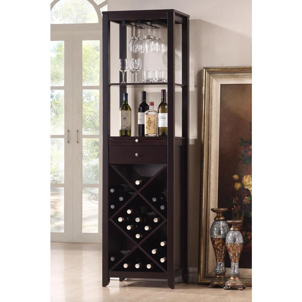 Baxton Studio Austin 24 Bottle Dark Brown Bar Cabinet 28862 3801 Hd The Home Depot