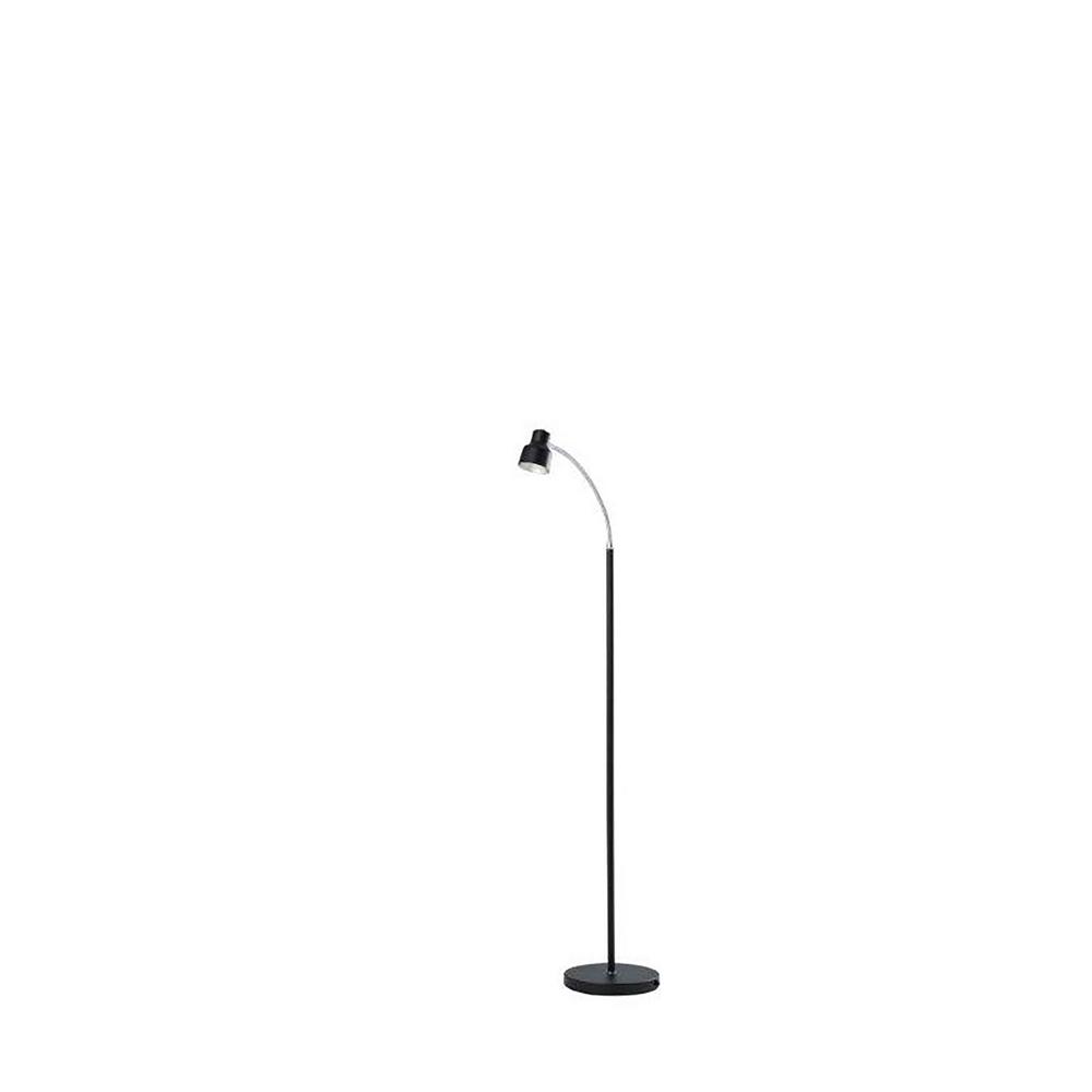 Ore International Landri 48 In Satin Black Led Gooseneck Mini Reading Floor Lamp