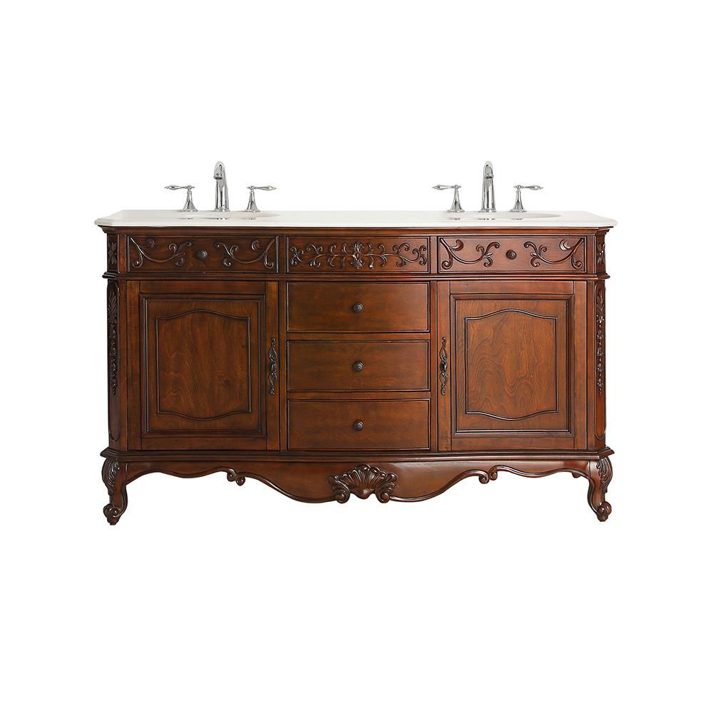 Cherry Double Sink Bathroom Vanities Bath The Home Depot D Vanity In Antique Cherry With Marble