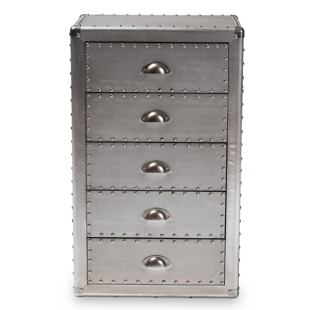 Baxton Studio Davet 5 Drawer Silver Chest 152 9190 Hd The Home Depot