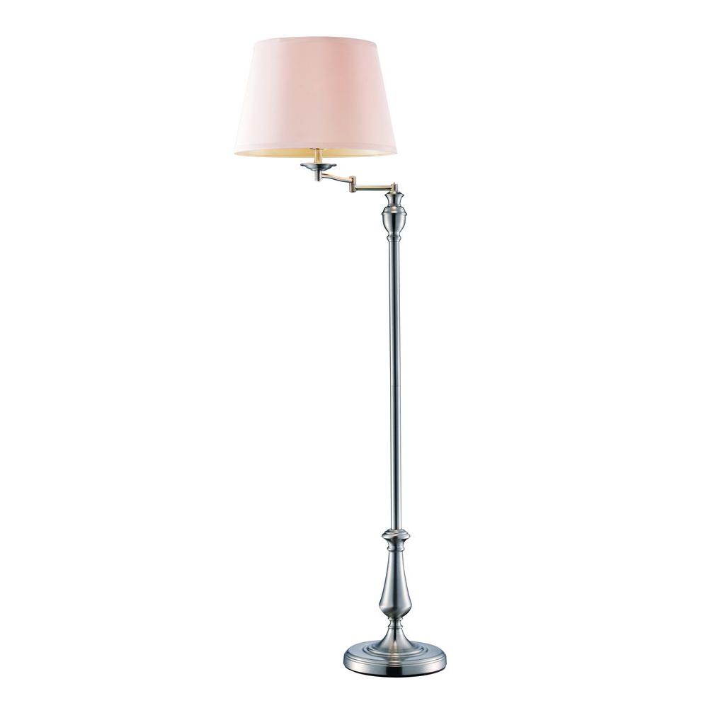 Hampton Bay 59 in. Brushed Nickel Swing-Arm Floor Lamp with Fabric Shade was $66.97 now $28.57 (57.0% off)