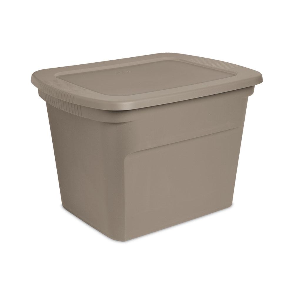 brown plastic storage boxes