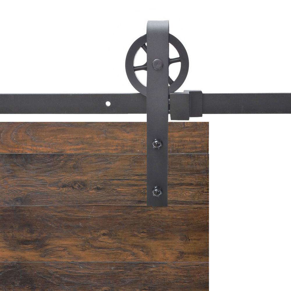 Calhome Vintage Strap Industrial Wheel Steel Sliding Barn Wood