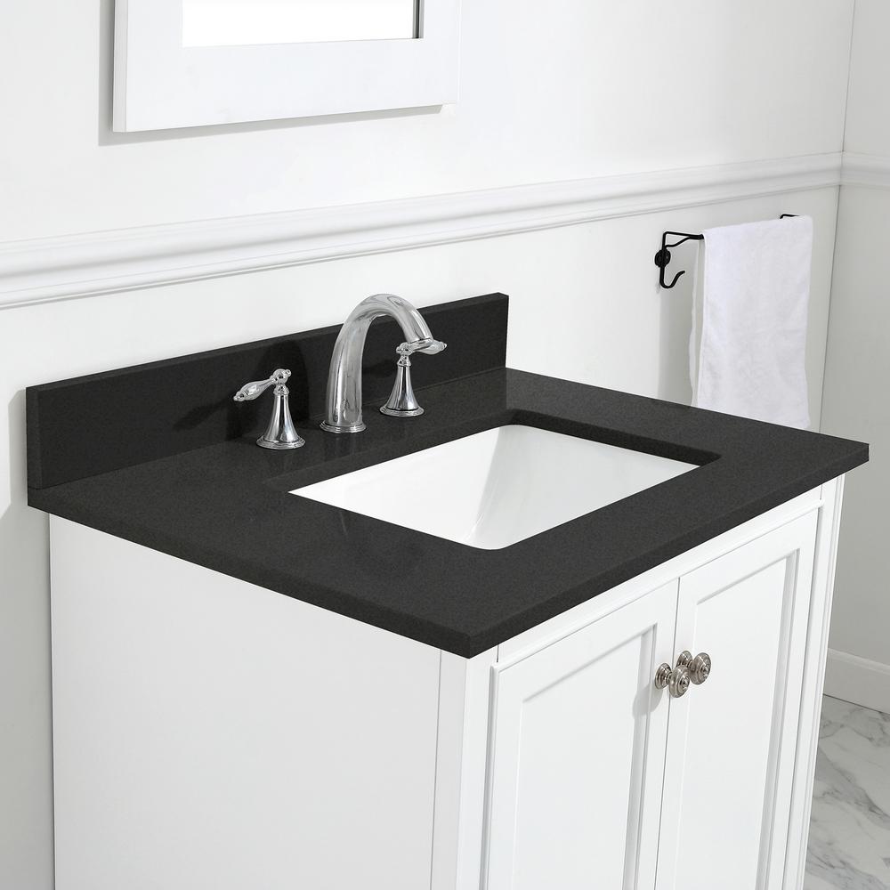 Home Decorators Collection Riverpine 31, White Vanity With Black Top