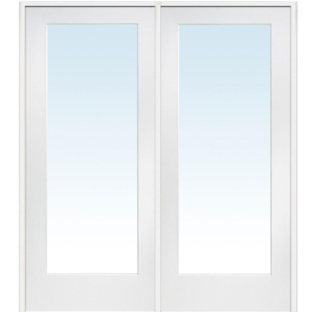 Mmi Door 60 In X 80 In Right Hand Active Primed Composite Clear Glass Full Lite Prehung Interior French Door