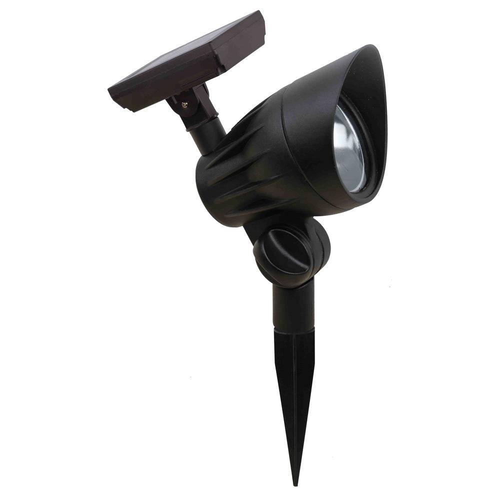 Spotlights Landscape Lighting The Home Depot Solar Black Outdoor Integrated Led 3000k Warm White 30 Lumen Landscape Spot Light