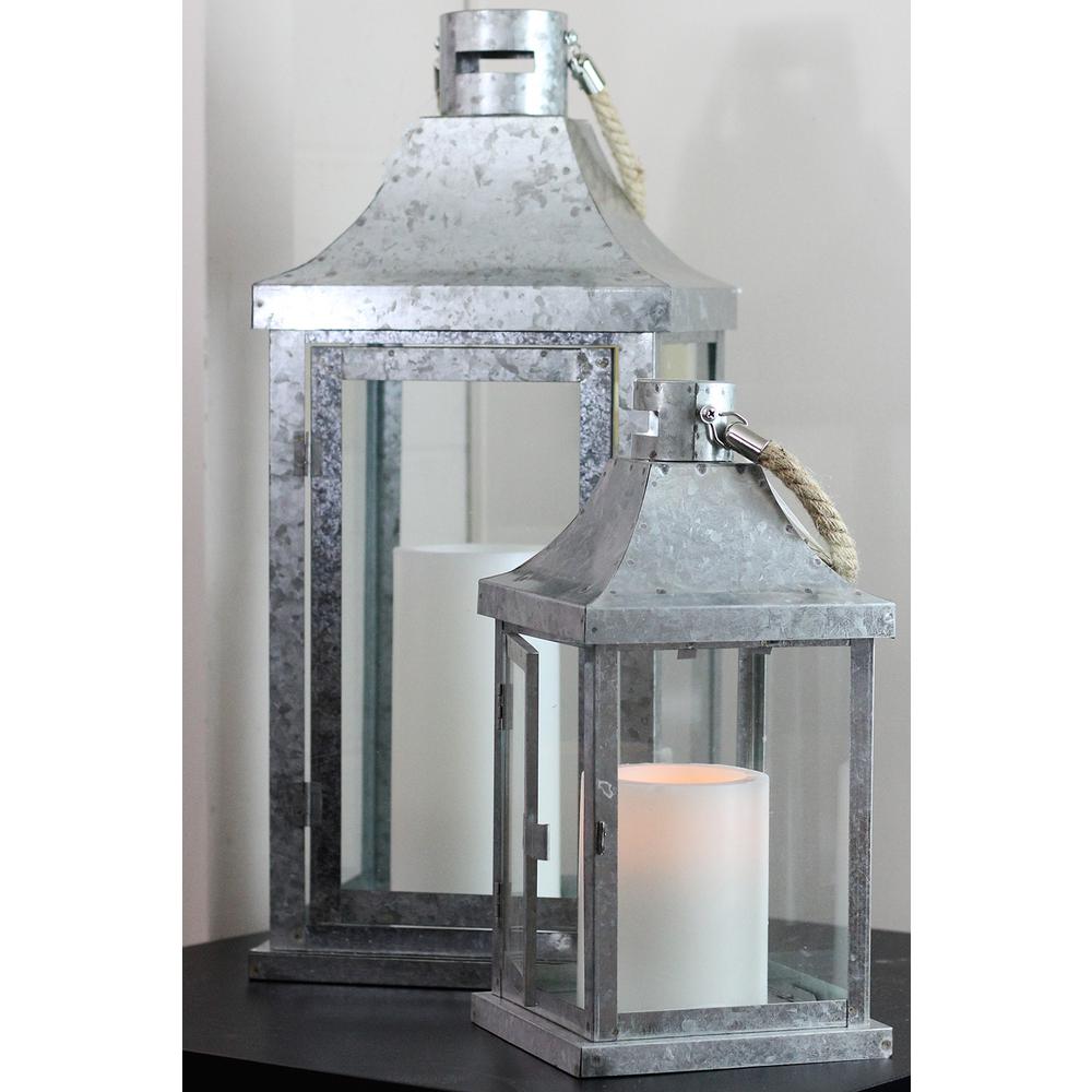 Northlight Industrial Flecked Metal and Glass Pillar Candle Lanterns