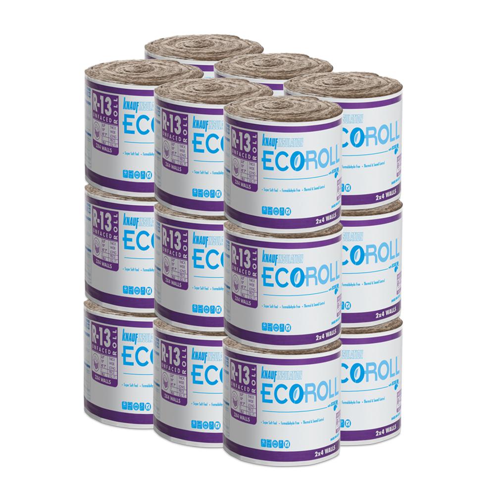 Knauf Insulation R-13 EcoRoll Kraft Faced Fiberglass Insulation Roll 15 ...