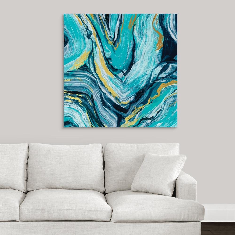 GreatBigCanvas "Teal Agate Gold Accent I" by Carol Robinson Canvas Wall