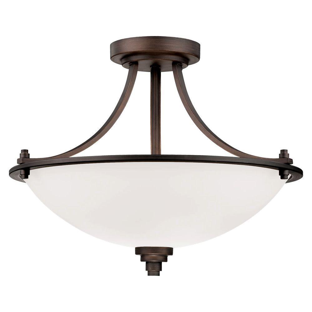 Millennium Lighting 3Light Rubbed Bronze Semi Flush Mount with Etched