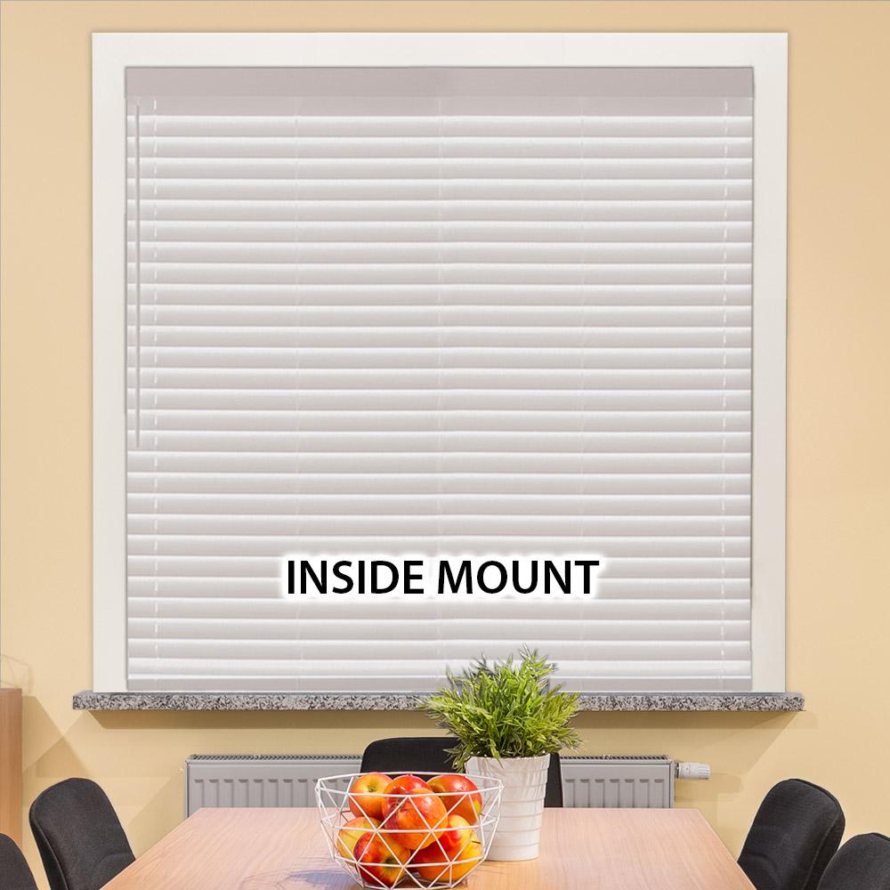 White Cordless Faux Wood 2 in x 54 in Window Blind 35 in Embossed Slats