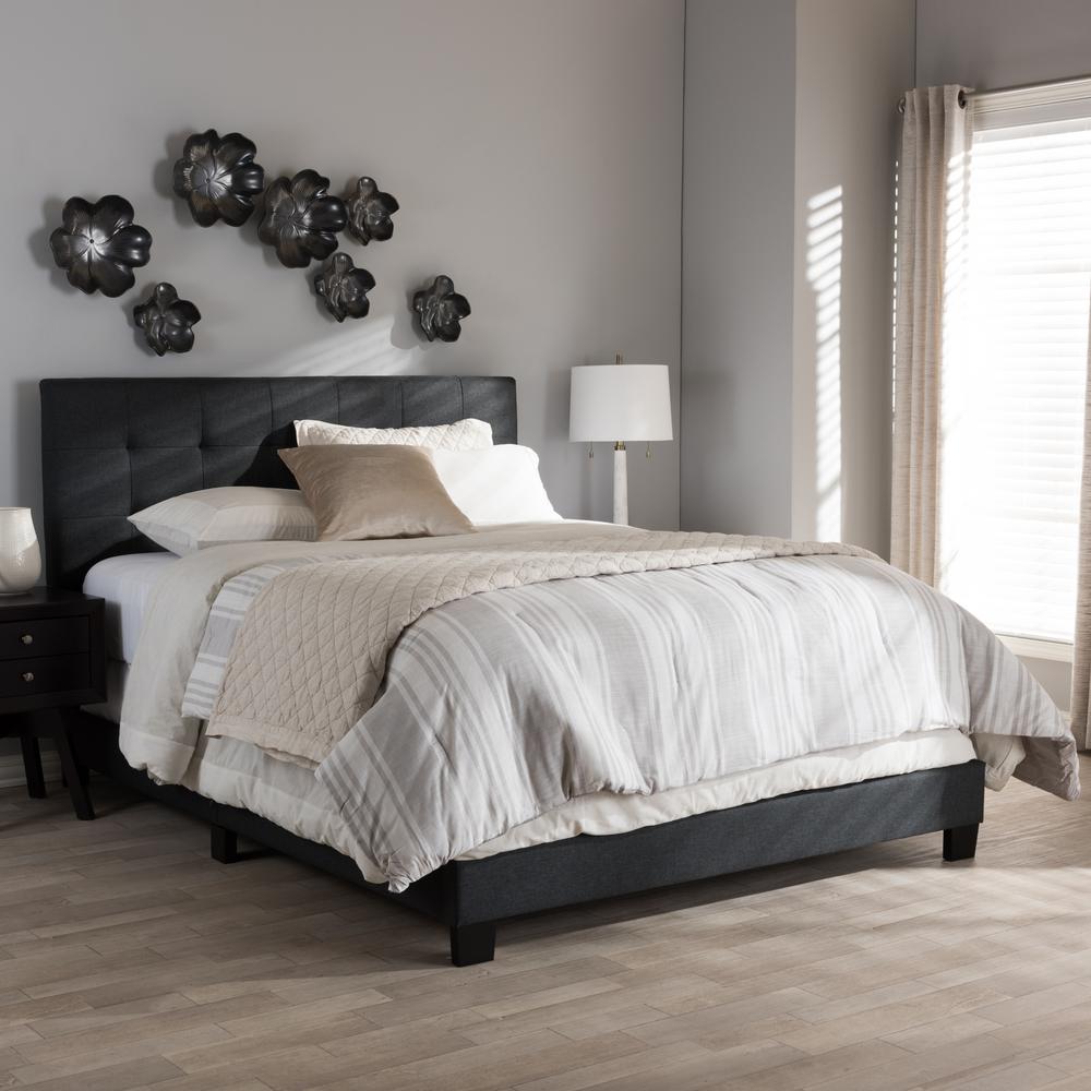 Brookfield Contemporary Dark Gray Fabric Upholstered King Size Bed