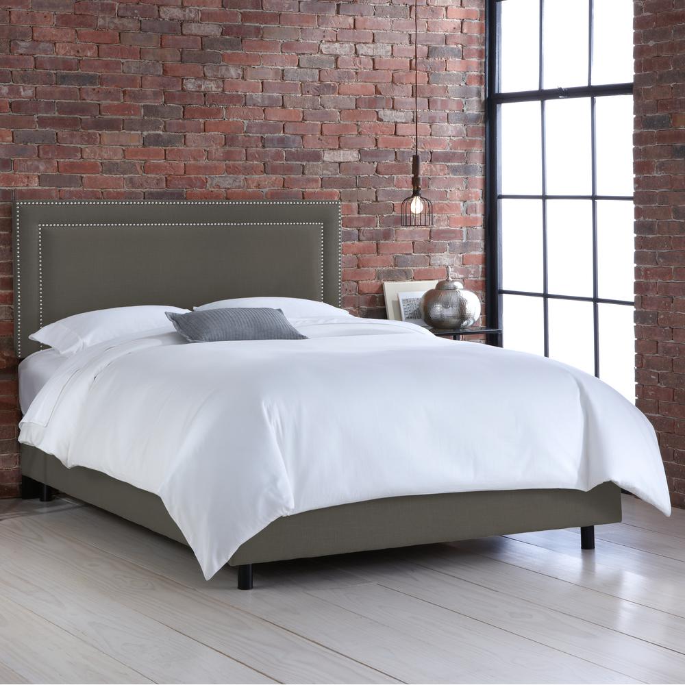 Linen Navy California King Upholstered Border Bed244BEDLNNNV The