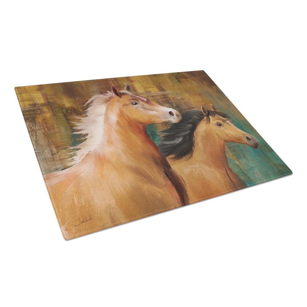 Carolines Treasures Horse Duo Tempered Glass Large Cutting Board, Multi-Color - PTW2021LCB - Cooking Large Tempered Glass Cutting Board is heat resista sku PTW2021LCB