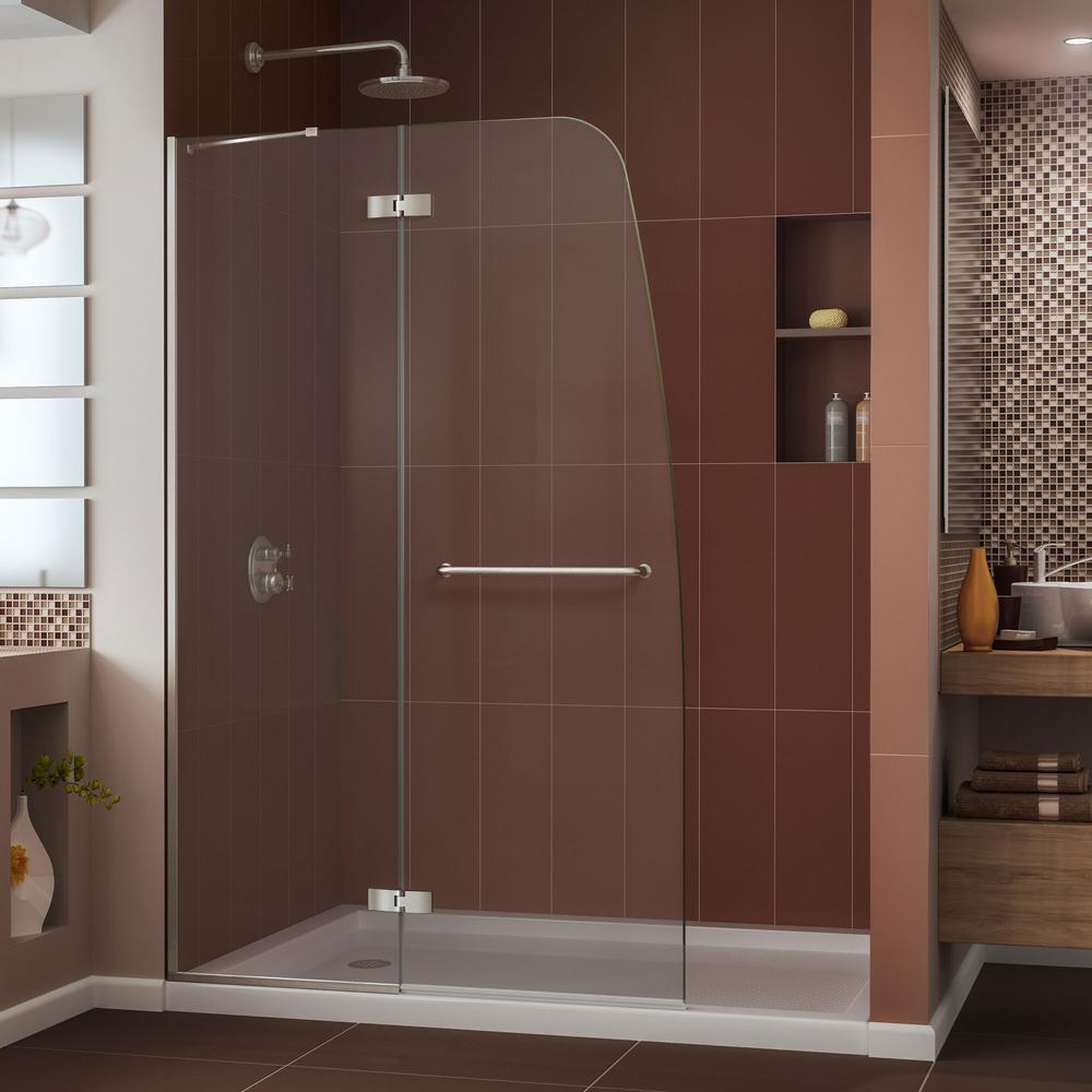 Dreamline Aqua Ultra 45 In X 72 In Semi Frameless Hinged Shower Door In Brushed Nickel Shdr 3639