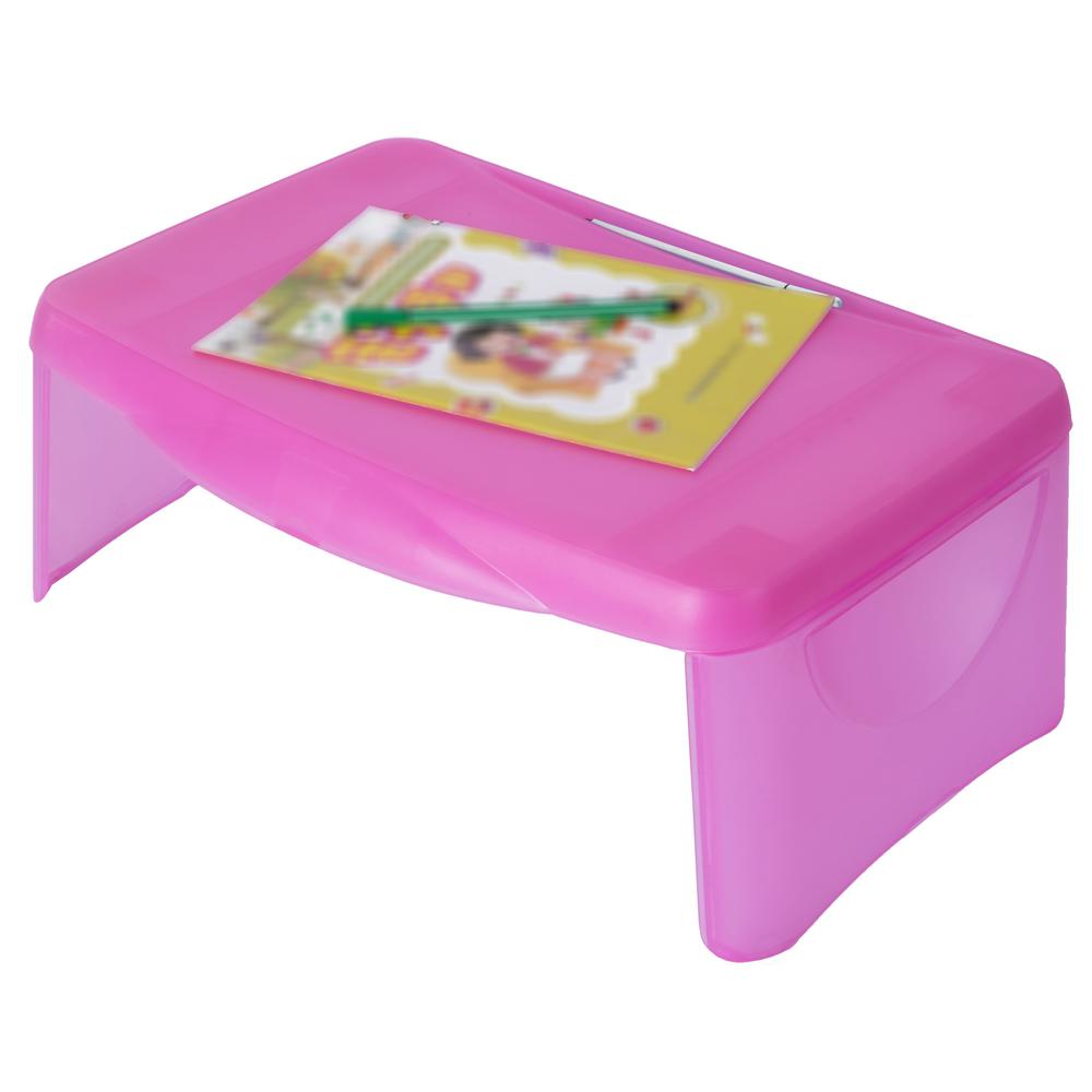 Basicwise Pink Kids Portable Translucent Plastic Lap Tray Qi003429