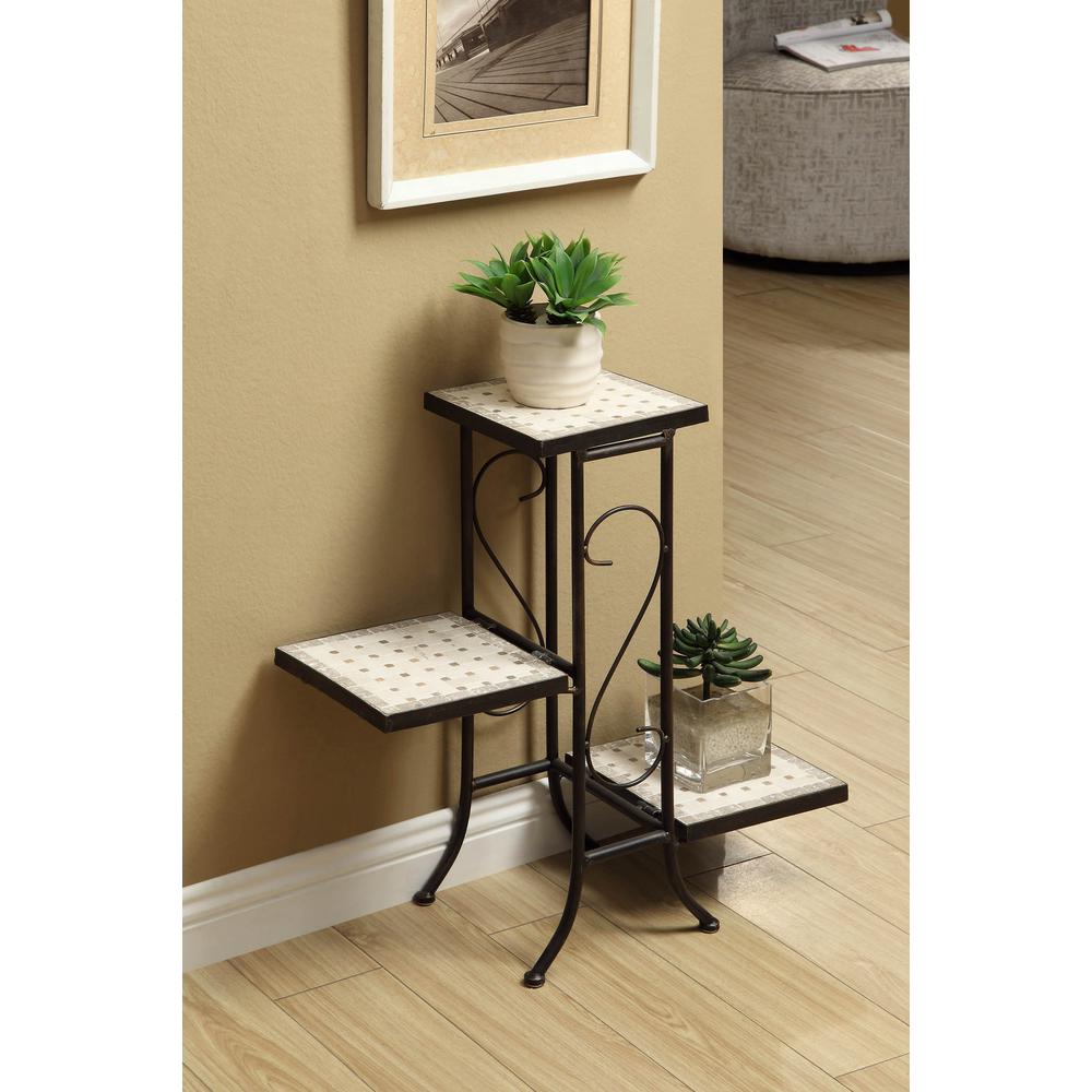 Tile Indoor Plant Stands Accent Tables The Home Depot Tuscany Metal 3 Tier Indoor Plant Stand