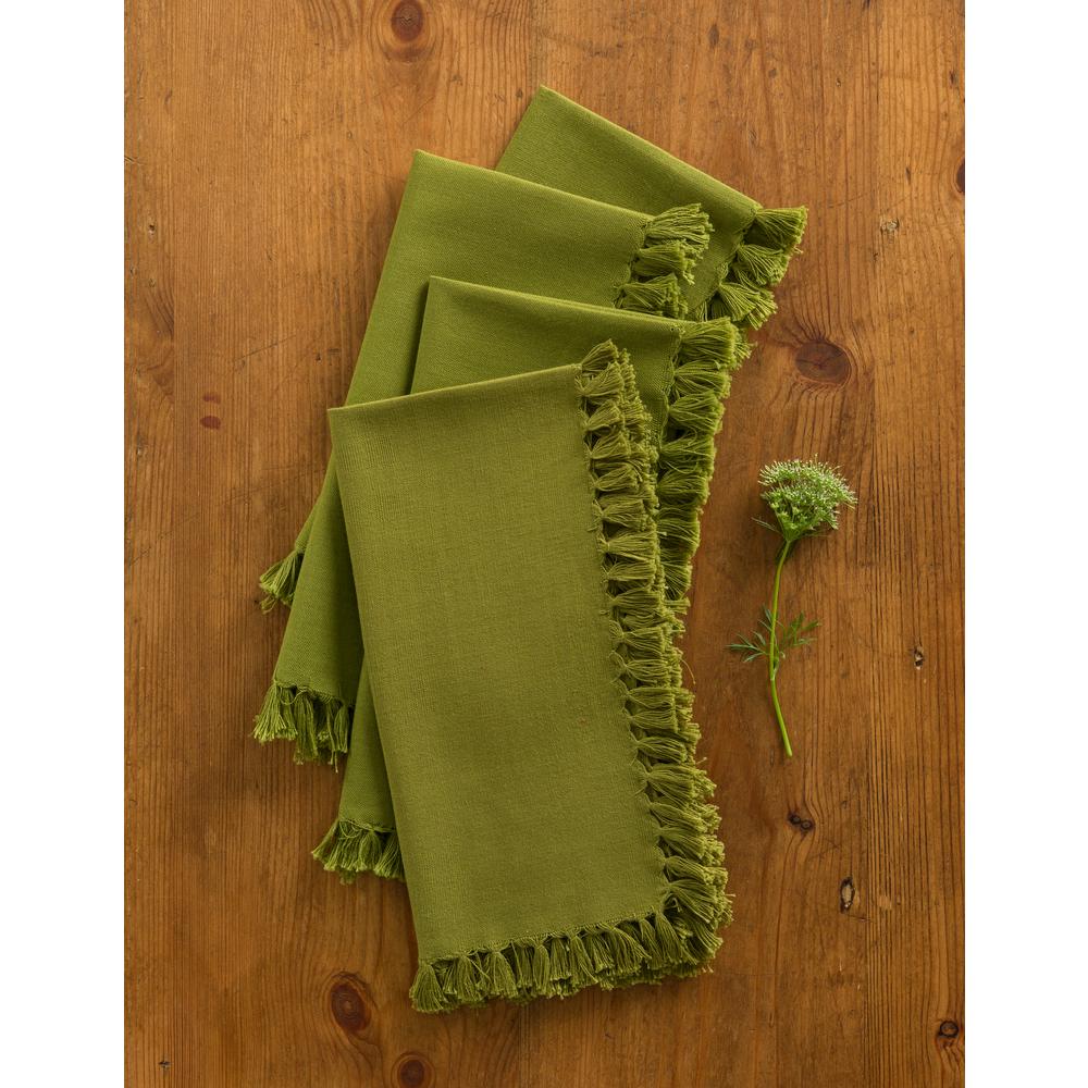 Olive Essential Fringed Napkins (Set of 4)