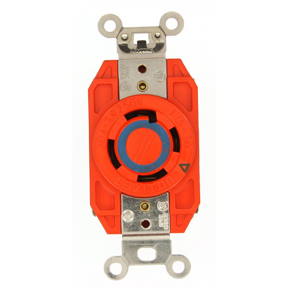Leviton 30 Amp 250Volt 3Phase Flush Mounting Isolated Ground Locking