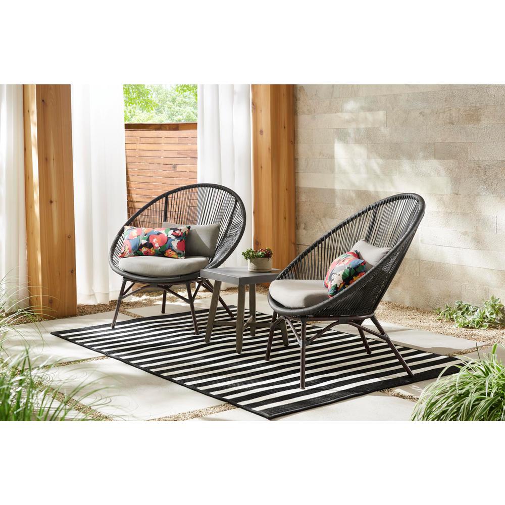 Hampton Bay Dark Gray 3 Piece Steel Papasan Rope Outdoor Patio Conversation Seating Set With Gray Cushion Frs50095 St The Home Depot