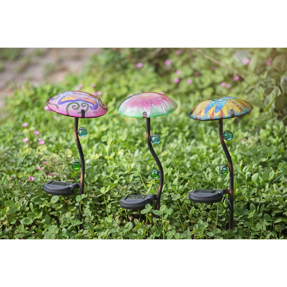 Sunjoy Mushroom Led Solar Garden Stake 110309021 The Home Depot Sunjoy Mushroom Led Solar Garden Stake