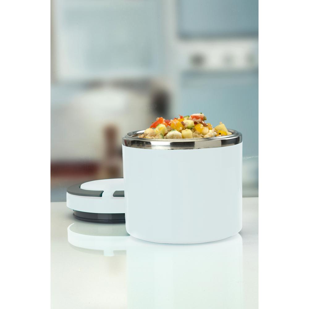 Kennedy International Kitchen Details Round Twist Stainless Steel White Insulated Lunch Box