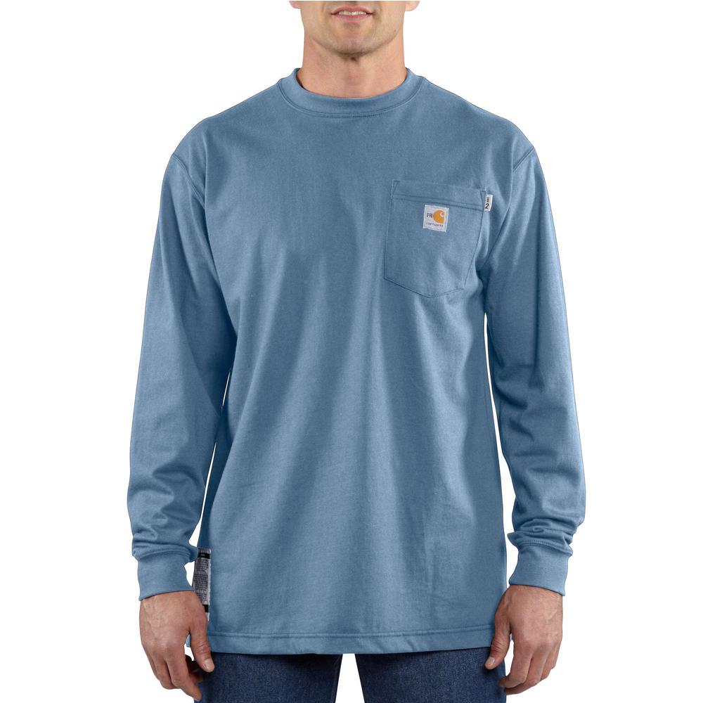 Carhartt Men's Regular Medium Blue FR Force Cotton Long Sleeve T-Shirt ...