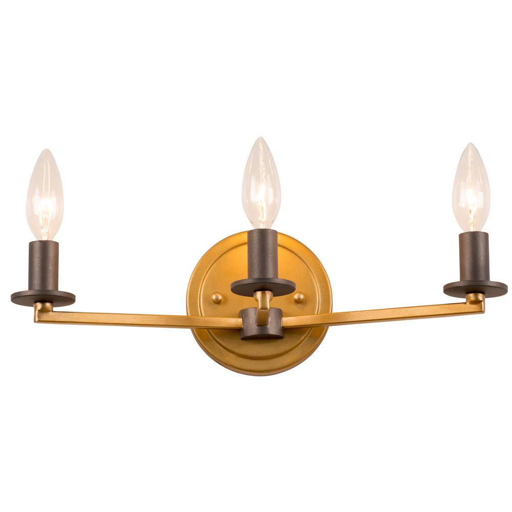 Varaluz Rogue Decor Elwood 3Light Antique Gold with Rustic Bronze Bath Light610420 The Home