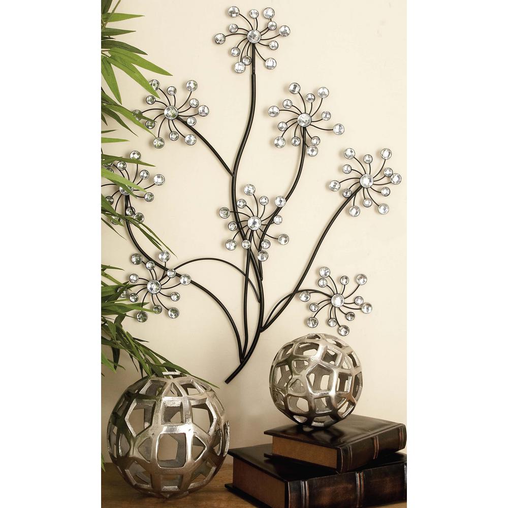 Litton Lane 73 in. x 42 in. Iron Floral Wall Decor in Colored Iron ...