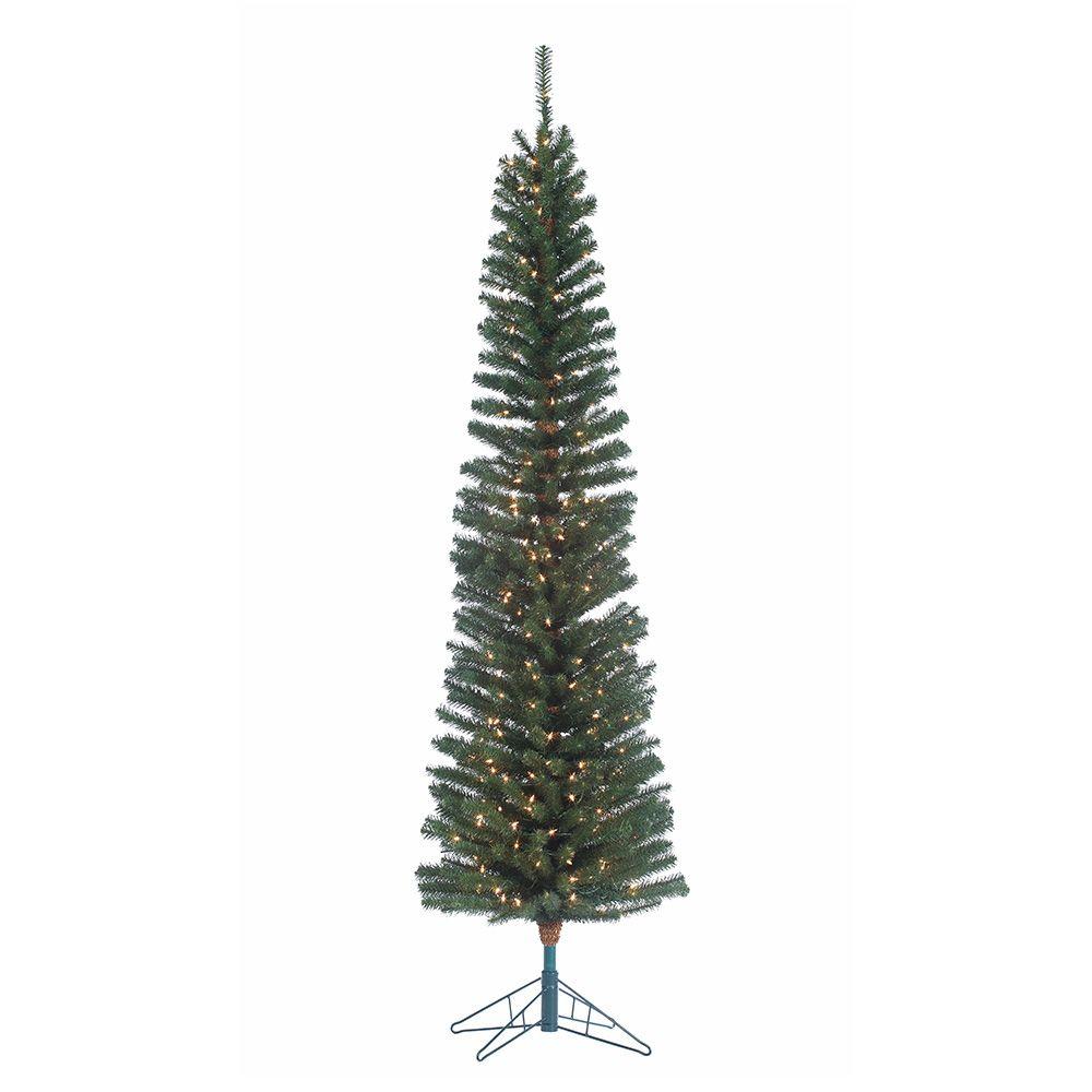 Sterling 7.5 ft. PreLit Narrow Pencil Fir Artificial Christmas Tree