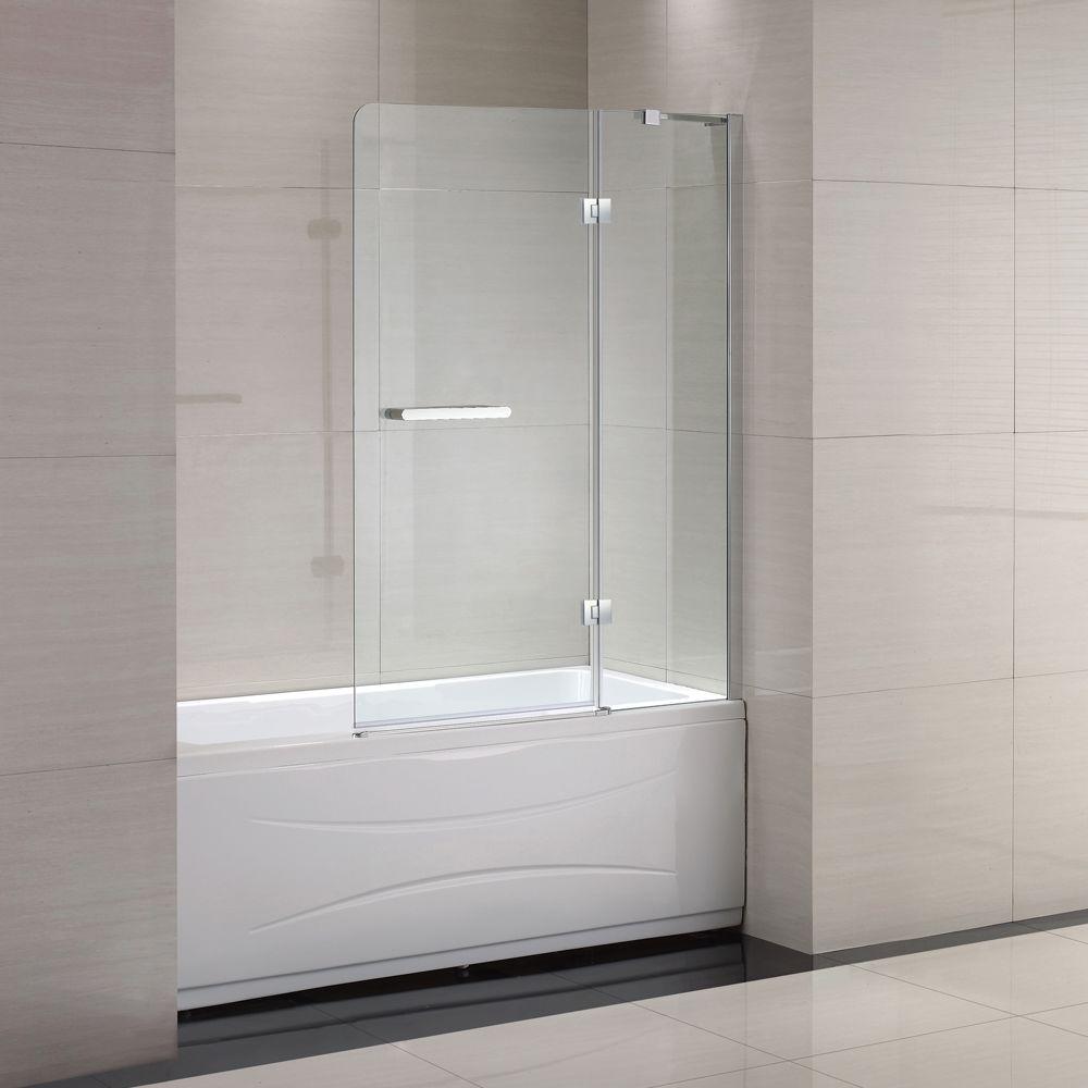 Schon Mia 40 In X 55 In Semi Framed Hinge Tub And Shower Door In Chrome And Clear Glass Sc70014 The Home Depot