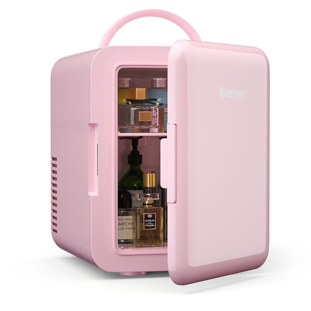 Costway 0.14 cu. ft. Retro Mini Fridge in Pink with FreezerEP24698US