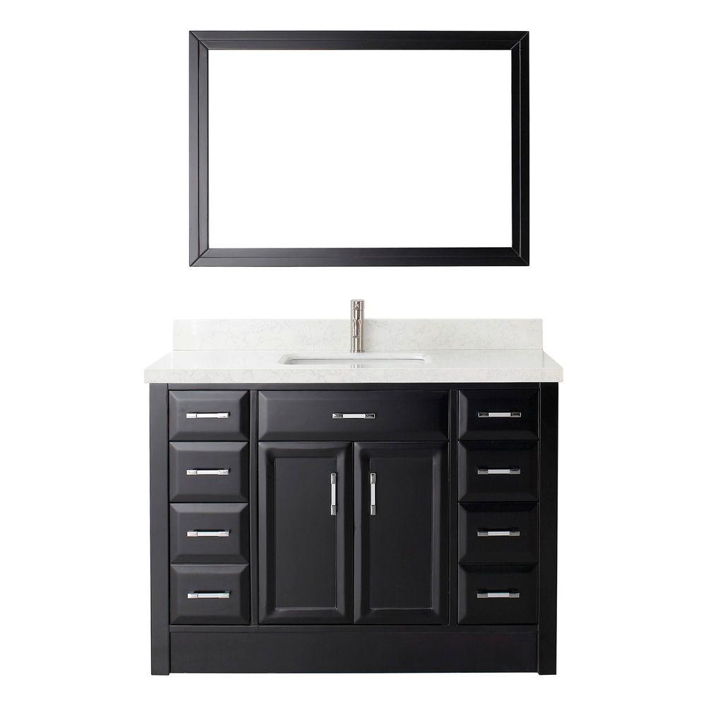 Studio Bathe Calais 48 In W X 22 D Vanity Espresso With D Vanity In Espresso With Engineered Marble Top White Basin And Mirror