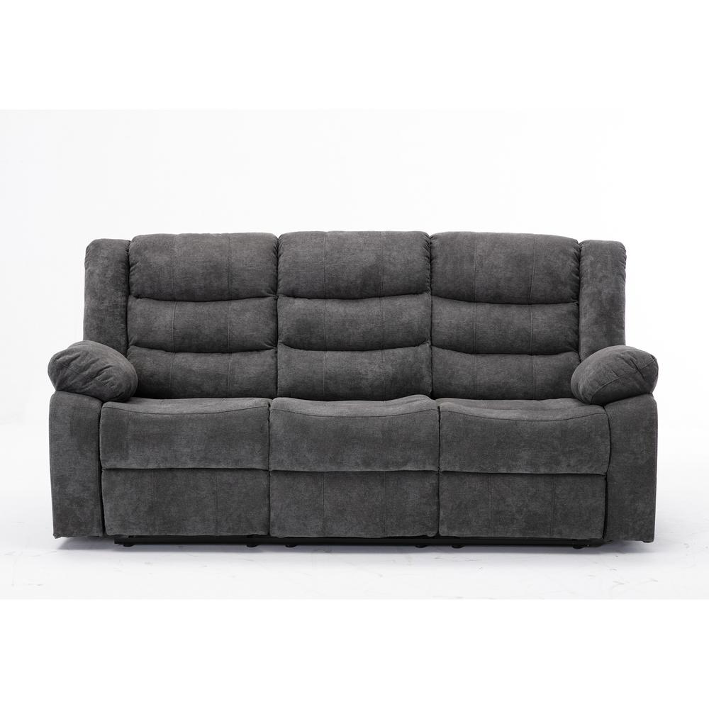 Ottomanson Anji Gray Reclining Sofa with Plush Cushioned Upholstery and FoldDown Table with Cup