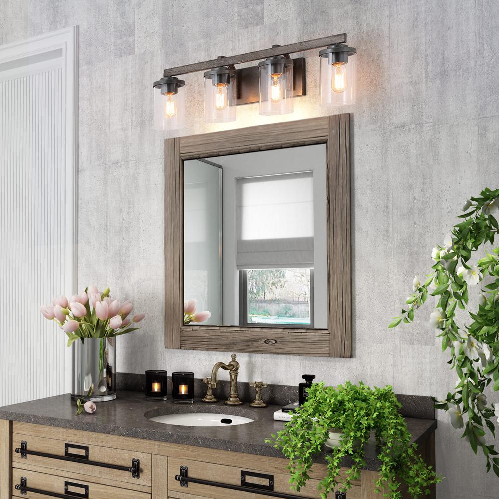 4 Light Rust Gray Bathroom Vanity, Modern Single Vanity Light