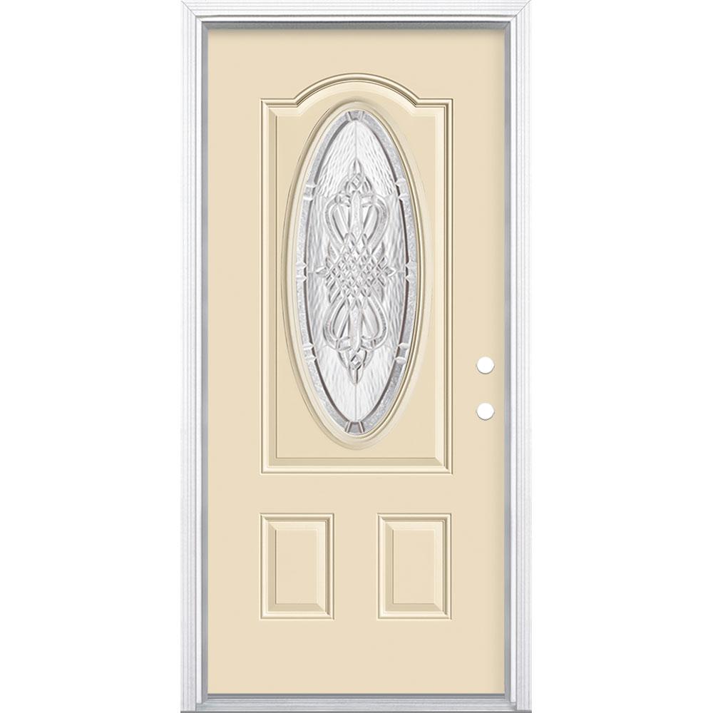 Masonite 36 in. x 80 in. New Haven 3/4 Oval Lite Left Hand
