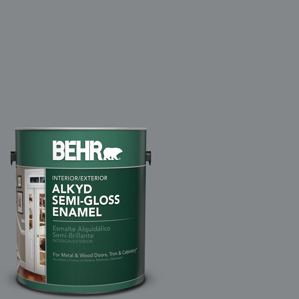 BEHR 1 gal. N5005 Gray color SemiGloss Enamel Alkyd