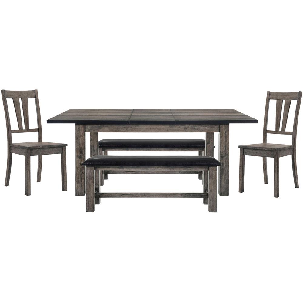 Drexel 5 Piece Weathered Gray Dining Set Table 2 Wooden Side Drexel 5 Piece Weathered Gray Dining Set Table 2 Wooden Side Chairs And Benches